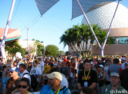 Rope drop in Epcot on October 1, 2007