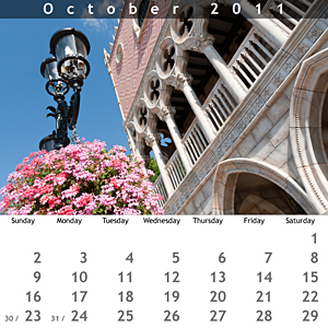 October 2011 Jewel Case Calendar