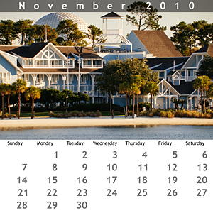 November 2010 Jewel Case Calendar