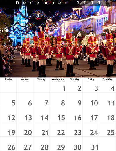 December 2010 8.5x11 Calendar