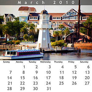 March 2010 Jewel Case Calendar