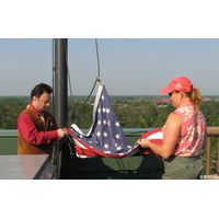 Jack and Sue prepare the American Flag for Raising